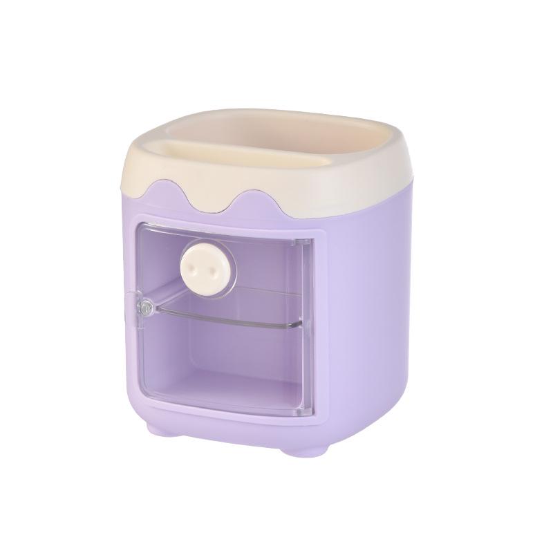 Rotatable Transparent Cartoon Pen Holder - Cute & Simple Desk Organizer for Students