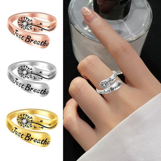 Just Breathe Dandelion Ring Adjustable Zinc Alloy Hope Ring Inspirational Dandelion Ring Encouragement Gift