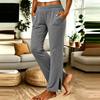 Women's Casual High Waist Straight Leg Pants with Pockets and Side Slit Hem