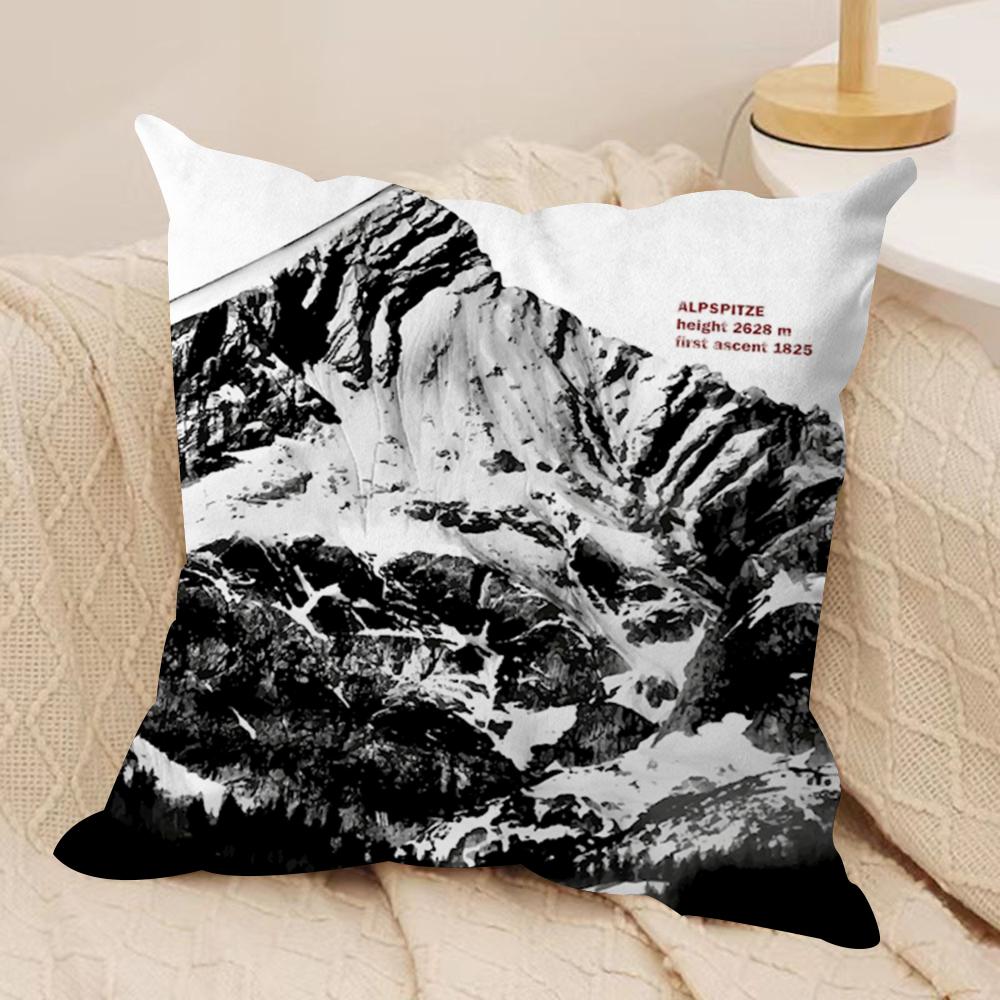 Schneebedeckter Berg Kissenbezug Seidiger Kurzer Plüsch Beidseitig Bedruckter Kissenbezug für Sofa Alle Jahreszeiten Heimdekoration Geschenk