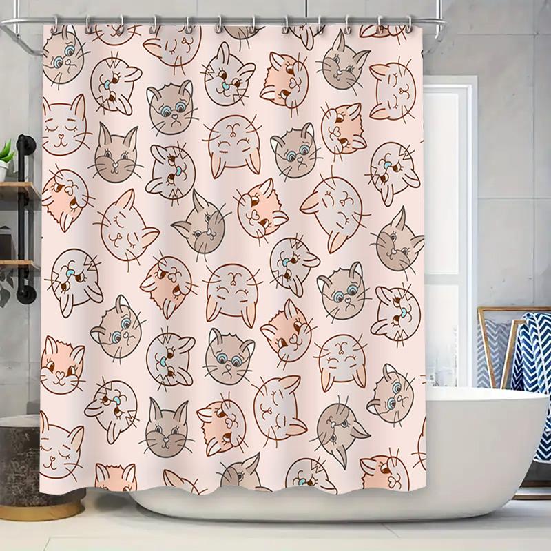 

Cute Cat Shower Curtain Fabric Waterproof Washable Bath Room Decor Decoration 3D Printing Home Living Room Bathroom Accessories W60H190(CM)-1 Pcs