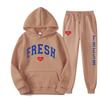European Size Plus Fashion Printed Sweater Autumn and Winter Fleece Warm Hoodie Casual Sports Women's Suit