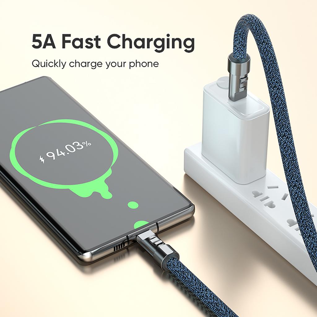 Phone Lanyard Cable 240W Fast Charging Type-C to Type-C Wire with Zinc Alloy Lock Smart Chip 120cm for Laptop Tablet Phone Data Sync