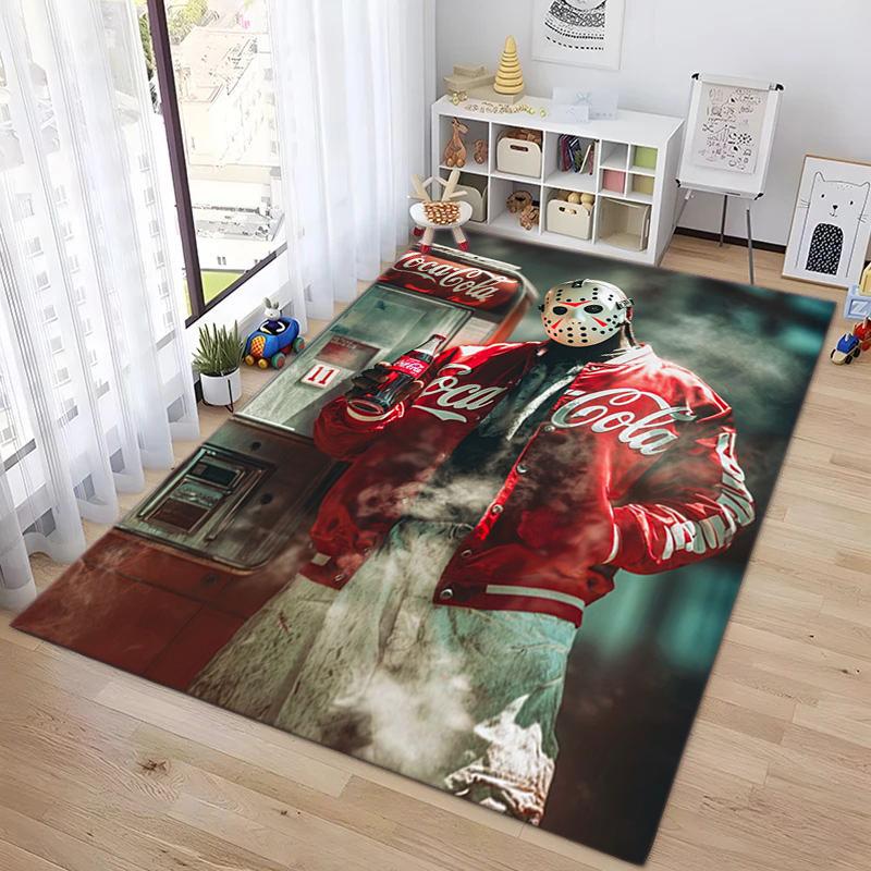 Christmas gift Halloween themed cola beverage Coca Cola carpet is suitable for living room and bedroom doormats office balcony decorative carpet V25