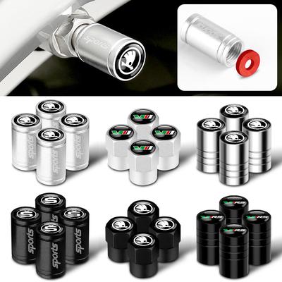 4Pcs Metal Car Styling Wheel Tire Valve Air Stem Cap Covers For Fabia Rapid Superb Octavia A5 A7 2 Kodiaq Scala S VRS VII
