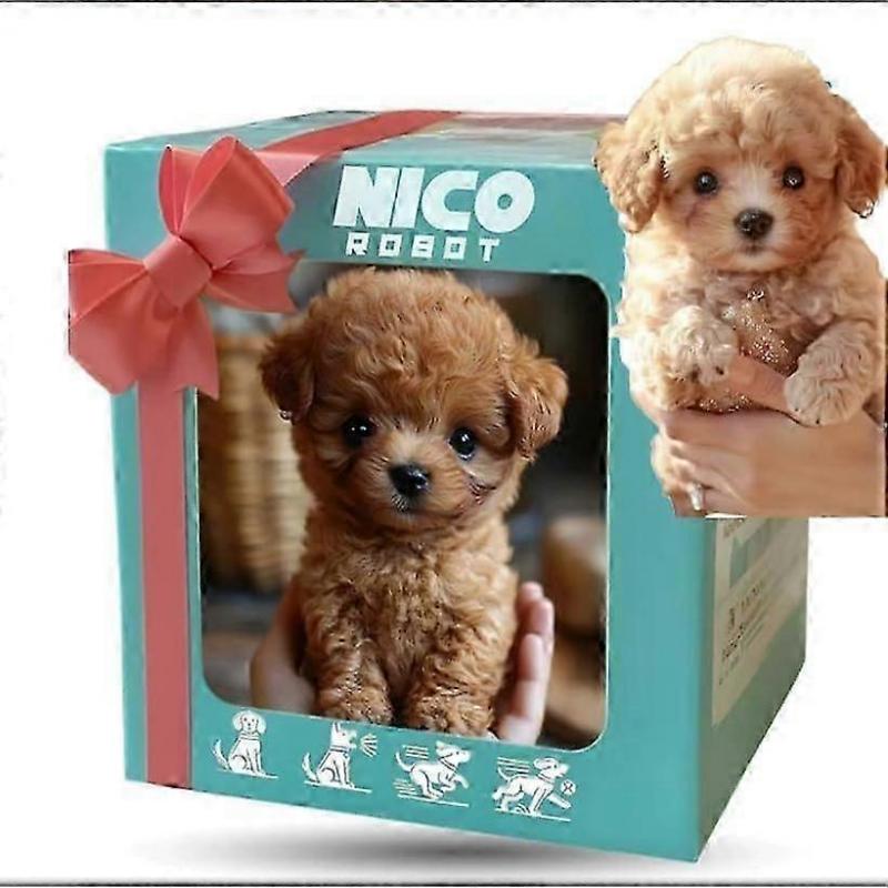 Novo Cão Robô 2025 para Adultos, Cão Robótico com IA, Nicoo - Meu Filhote de Robô Realista que Age como um Filhote de Verdade - Andando, Latindo, Abanando o Rabo castanho