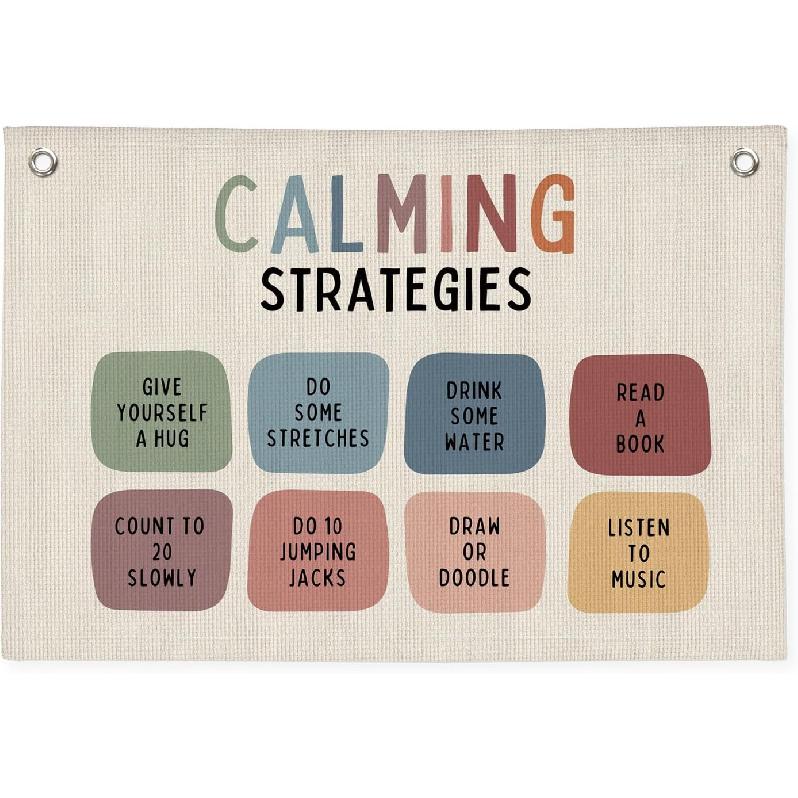 Calming Corner Cozy Corner Banner, Boho Classroom Decor, Calming Strategies Mental Health Wall Hanging Banner Flag Decor for Classroom, Positive