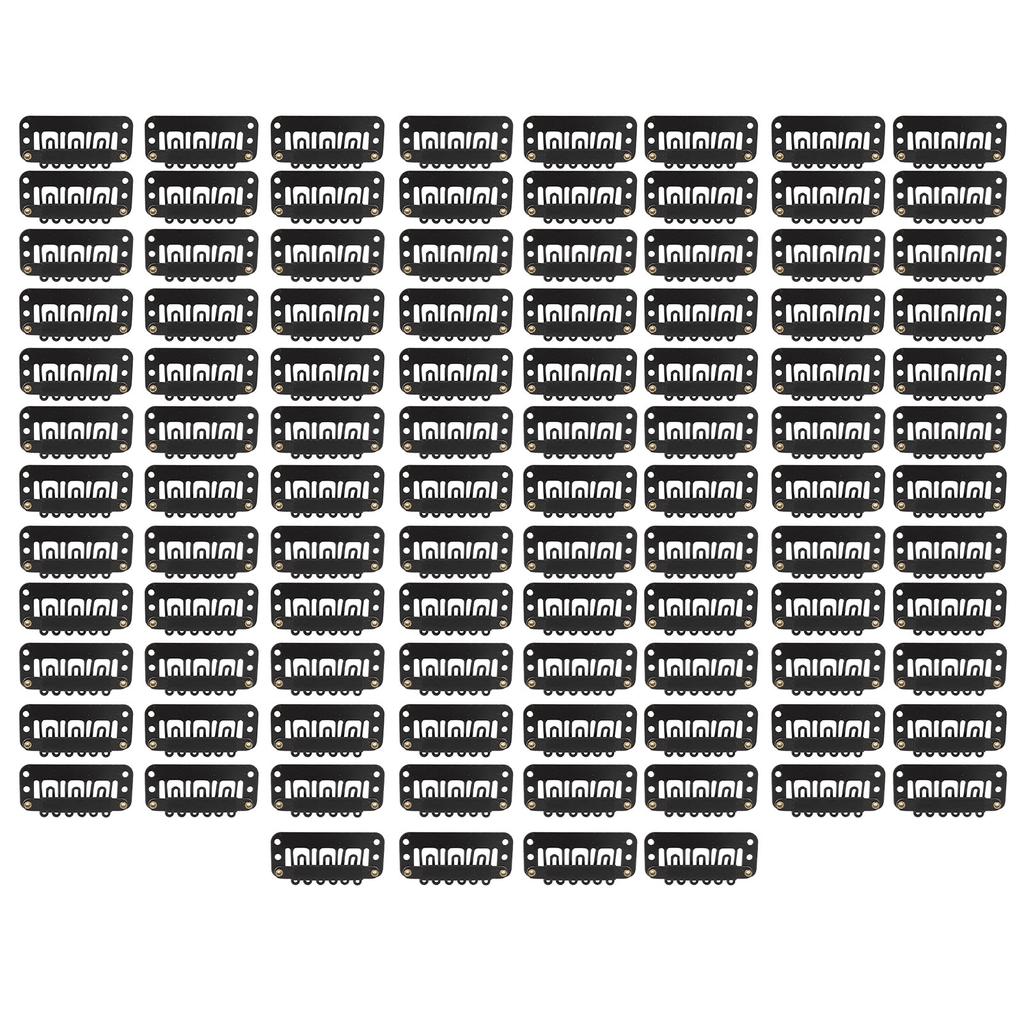 100Pcs 6 Teeth Hair Extension Clips Wig Clips Stainless Steel U Shape Snap Clips for Hair Extension Hairpiece DIY