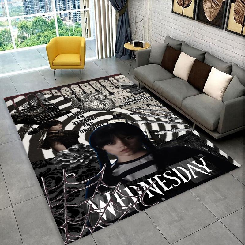 Tappeto Antiscivolo Classico W-Wednesday TV per Soggiorno, Camera da Letto, Sala Giochi, Tappeto Morbido per Pavimento Tappeto Arredamento Casa Tappeto Stanza Bambini Regalo