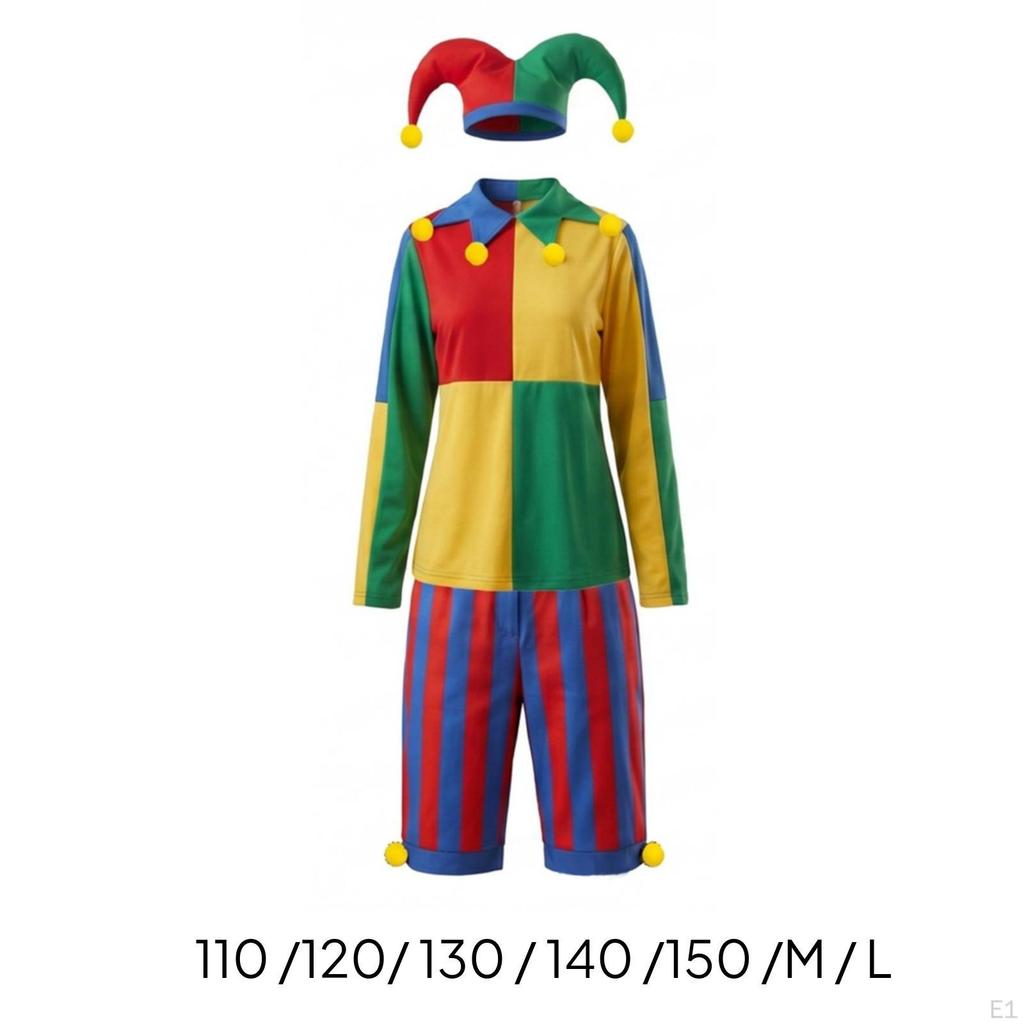 Adult Clown Costume Colorful Patchwork Jumpsuit for Carnival