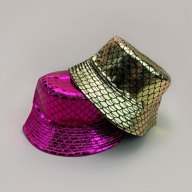 Colorful Reflective Rhombus Performance Bucket Hat Men And Women Shade Hip Hop Party Front And Back Wearing Bucket Hat