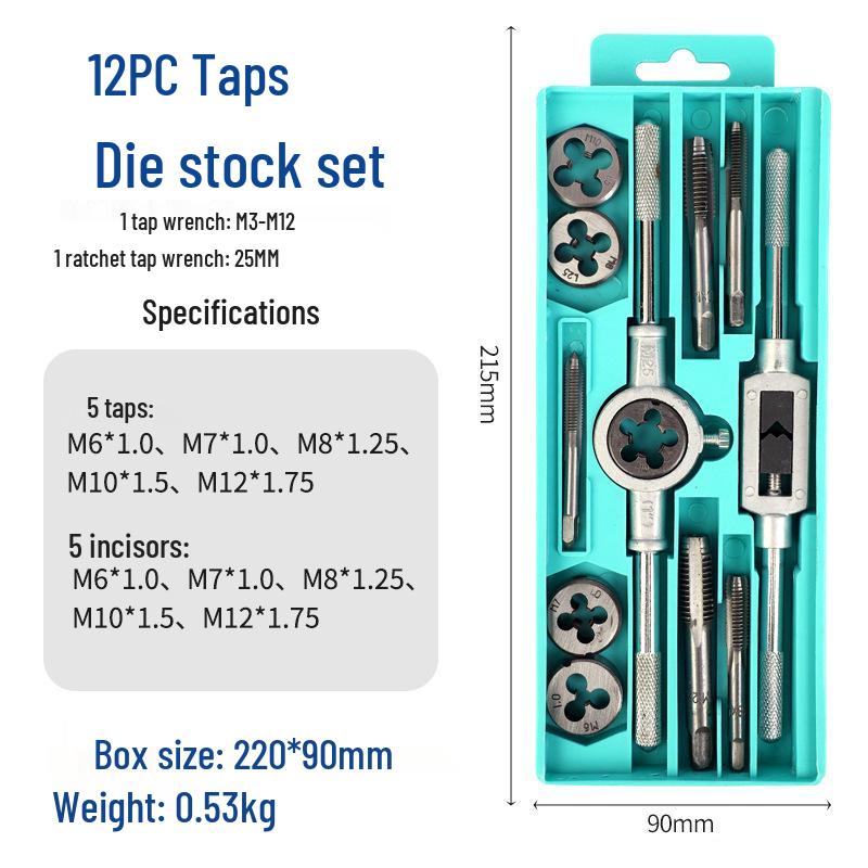 Metric & Imperial Hand Tap Wrench Set with Die Twister Rack