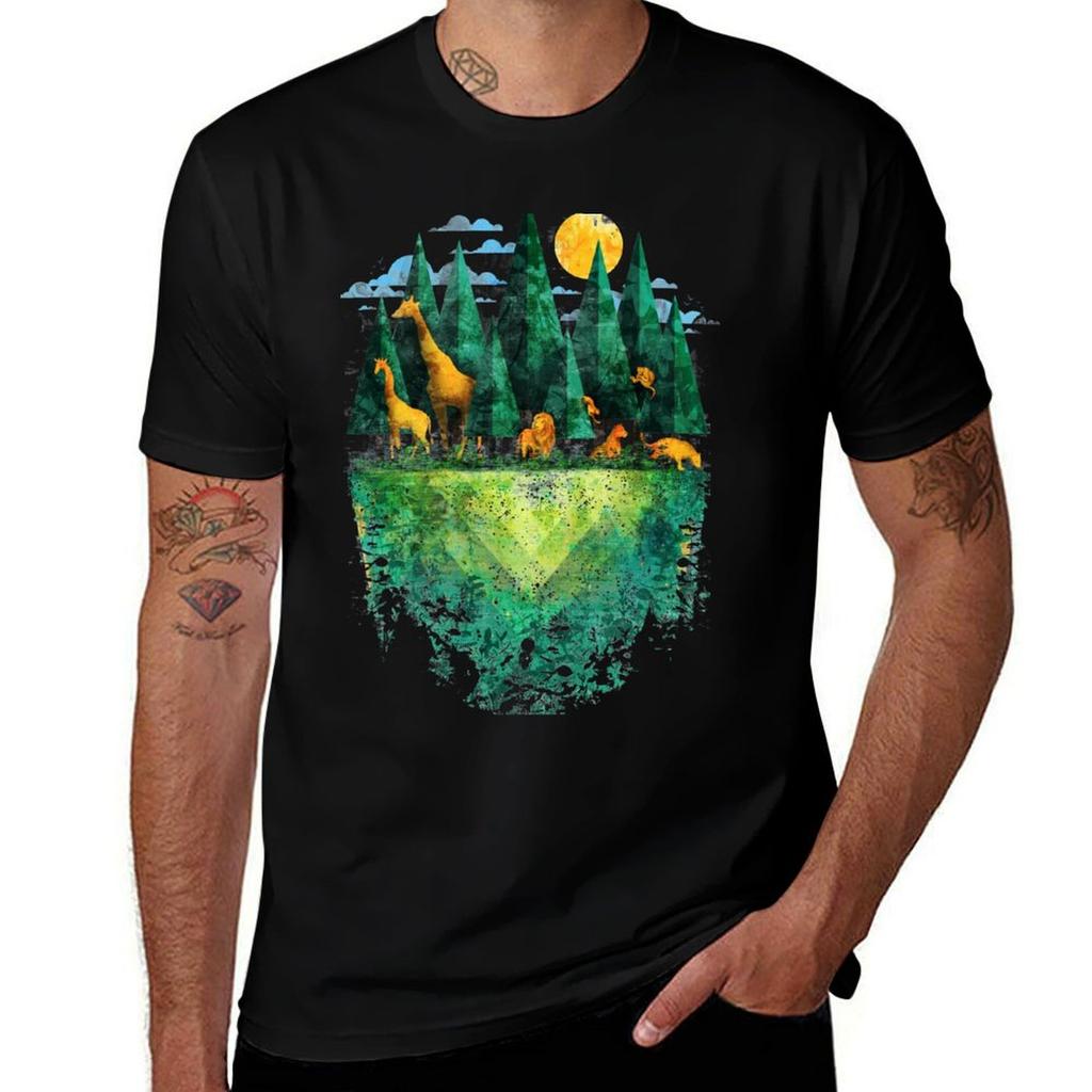 Geo Forest TShirt Summer Print Short Sleeve Tee