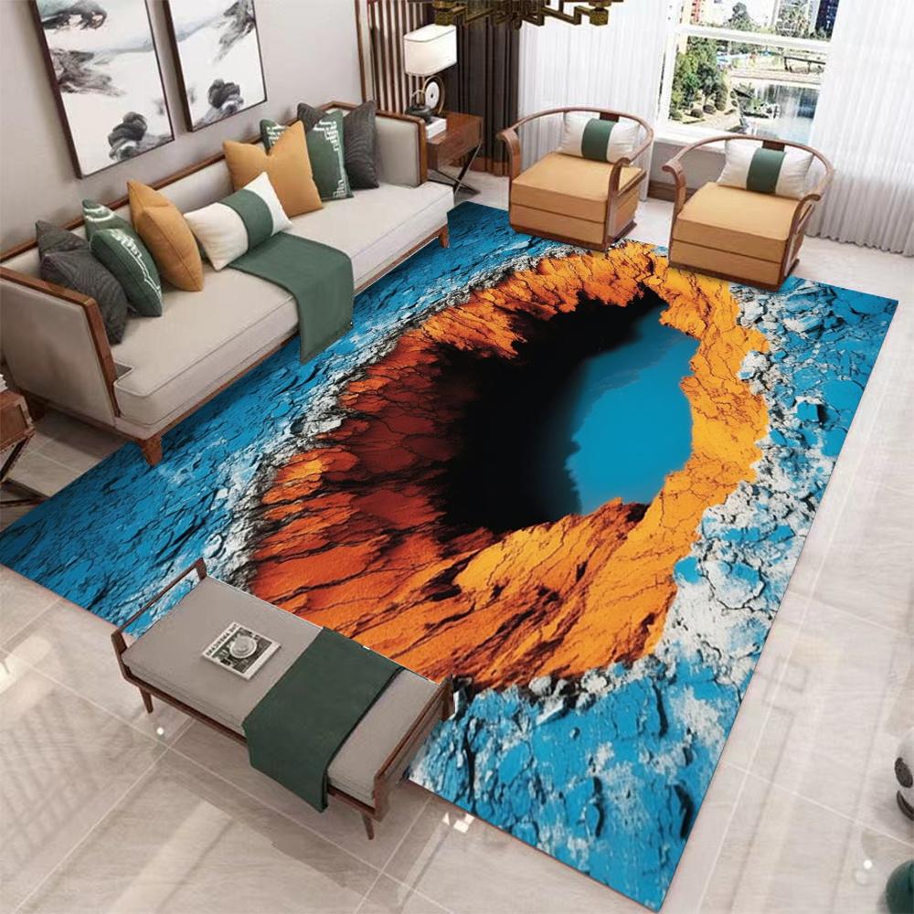 Endless Abyss Carpet Living Room Bedroom Fully Covered Mat Visual Illusion Carpet Holes Deep Well Carpet Creative Decorative Rug