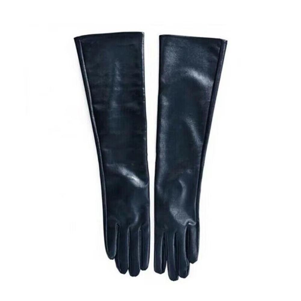 Solid Color Pu Leather Gloves   Mittens Long Gloves  Stage Performance