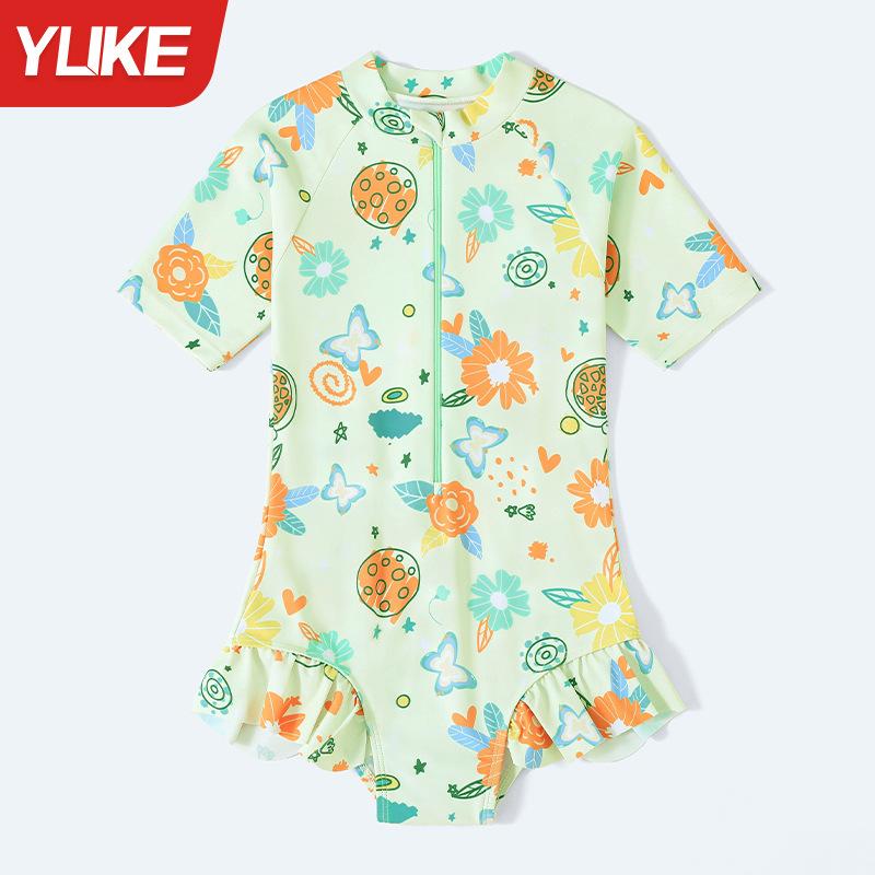 

Children s Color-blocked Hollow One-piece Swimsuit XXL зелёный