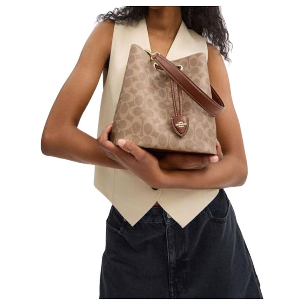 Coach Rowan 22 Logo Classic Faux Leather Bucket Bag Women handbags Brown CBH07-IMXHE