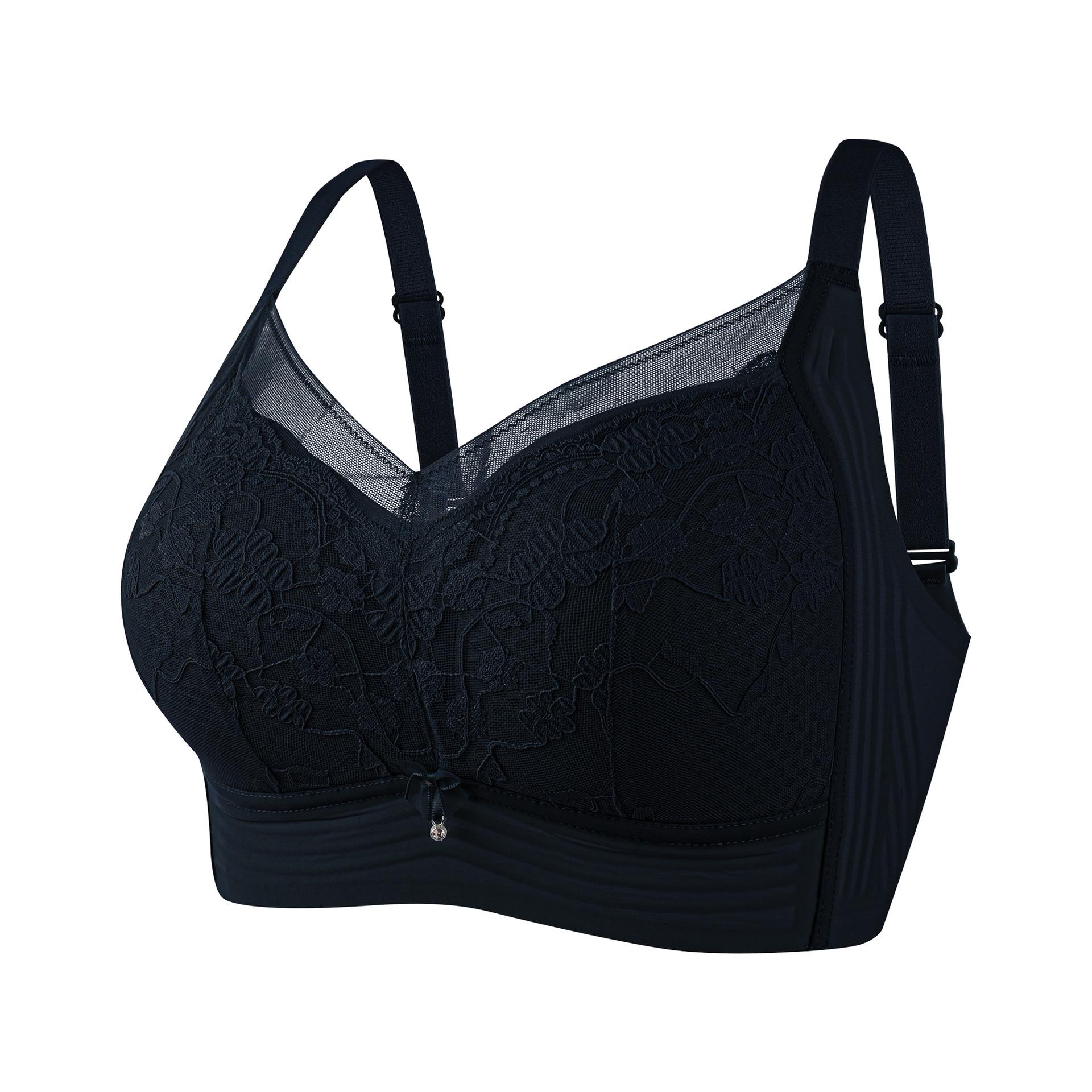

Women s Summer Lace Jelly Gel Large Breasts Show Small Gather Anti Droop Retraction Pair of Breast Without Trace Underwear 34/75CD чёрный