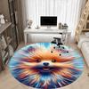 1pc Pomeranian Art Carpet for Office Non-Slip, Round Carpet, Soft & Comfortable, Carpet for Office, Round Floor Mat yy251225100
