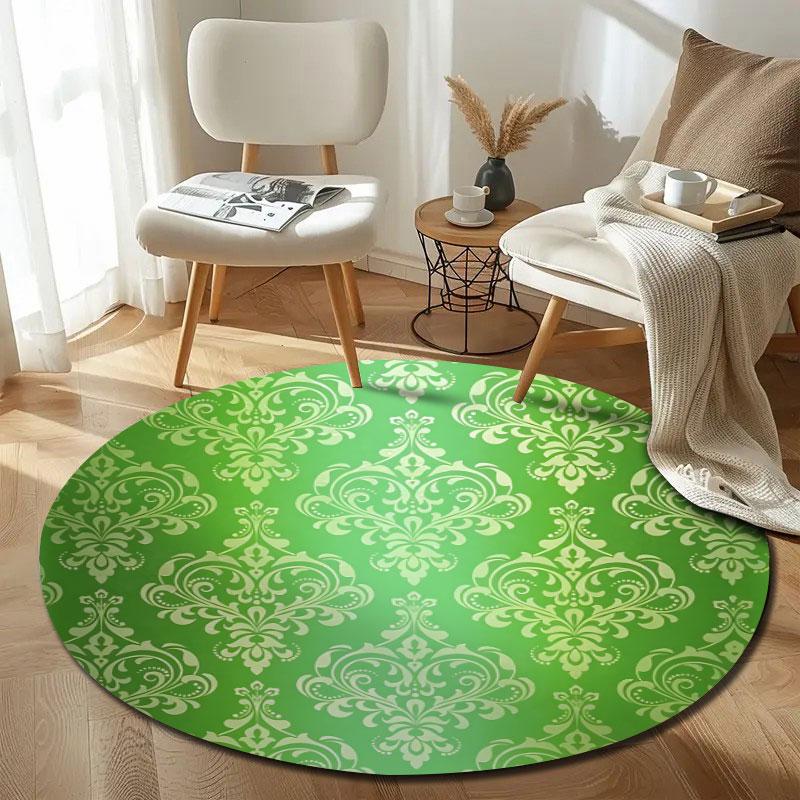 Luxury Round Christmas Multicolor Carpet, Non-Slip Floor Mat for Office