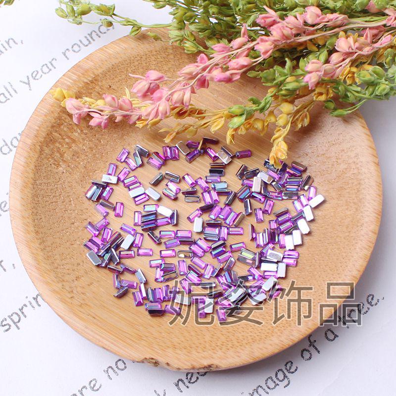AB Color Rectangle Acrylic Nail Art Rhinestones (2x4 Mm) – Beauty Accessories