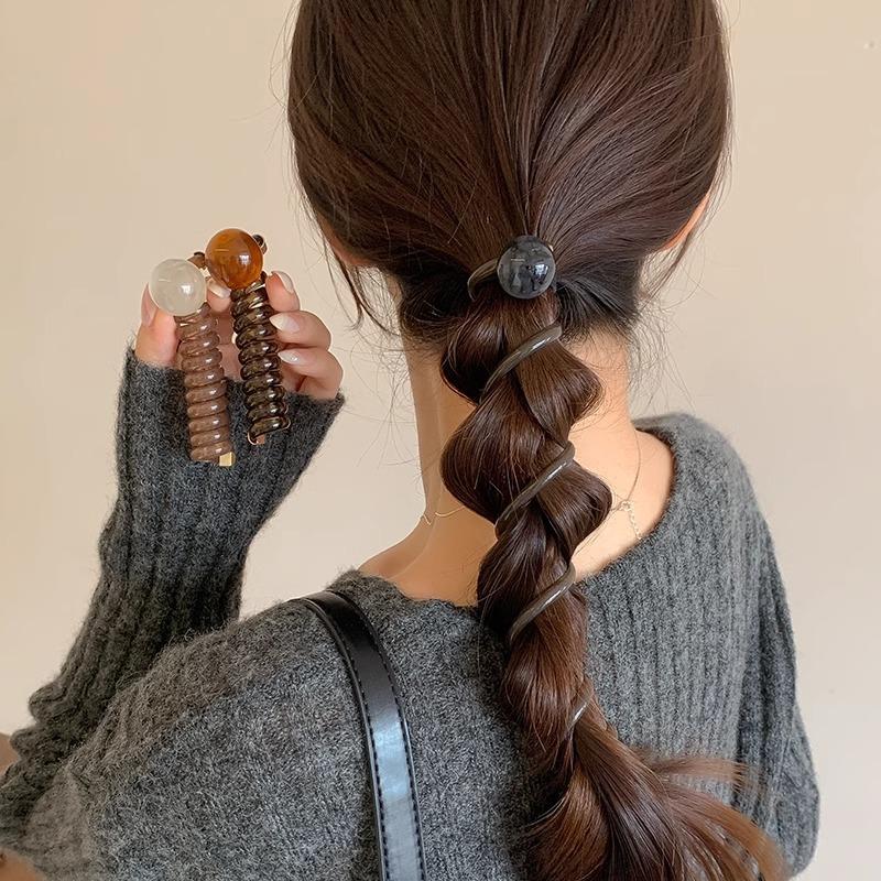 New Vintage Ball Heart Straight Elastic Headband for Women Girls Ponytial Holder Hair Tie Scrunchie Hairband Hair Accessories