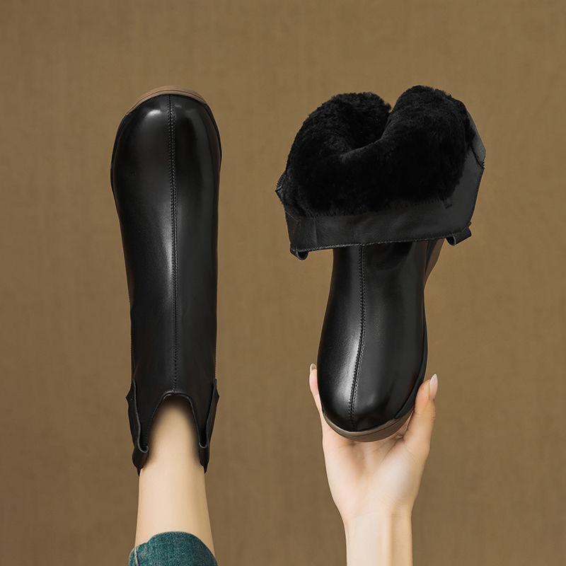 Women s Fur One Thick Bottom Heightening Winter Lightweight Padded Warm Snow Boots Non-slip Wear Casual Sports Martin Cotton Boots 36 чёрный 4090₽