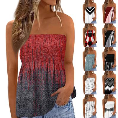 Tube Tops For Women,Cute Sexy Off Shoulder Print Sleeveless T-Shirt