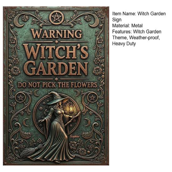 Witch Garden Warning Sign Weather-proof Rusty Vintage Halloween Do Not