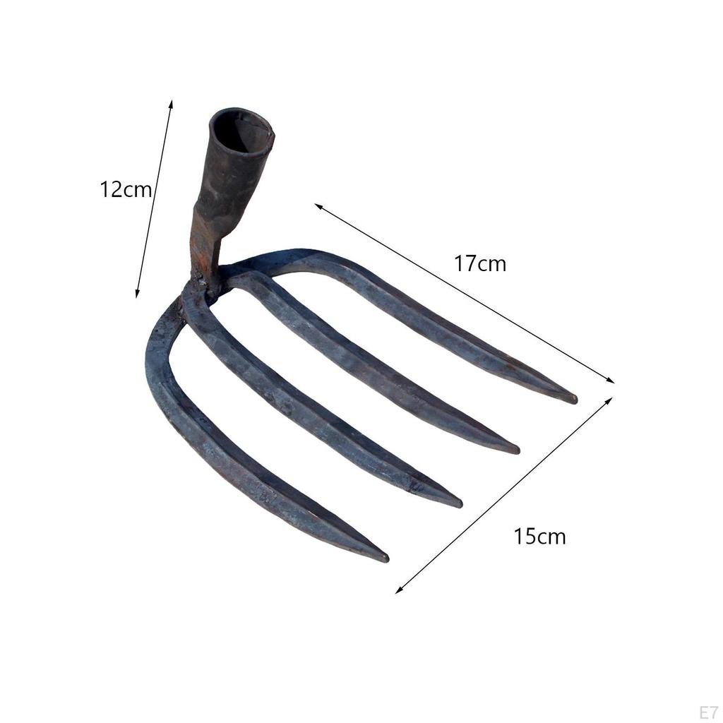 Garden Rake Head Four Tooth High Carbon Steel Replacement Hoe Harrow for ing Lawns Agricultural