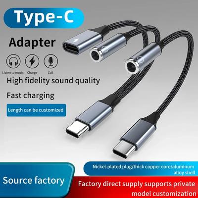 Convertisseur de câble USB AUX vers Jack 3,5 mm PD 60W avec adaptateur Jack pour écouteurs 2 en 1 Câble audio pour écouteurs Xiaomi Huawei