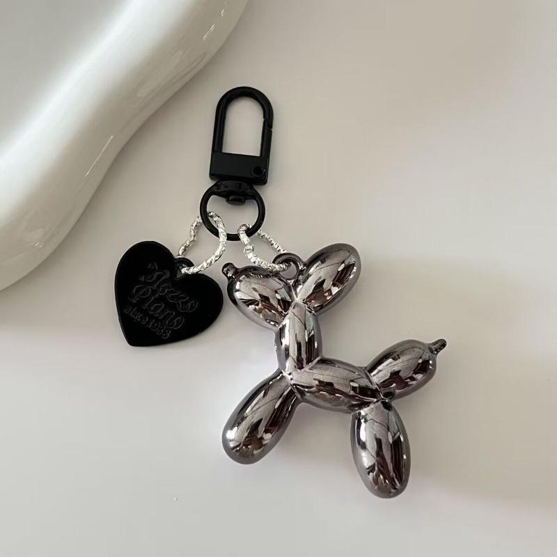 Cartoon Balloon Dog Couple Keychains Key Ring Women Men New Bling Cute Pet Bag Car Holder Airpods Box Jewelry Friend Gift