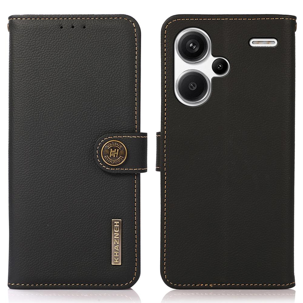 

KHAZNEH Для Xiaomi Redmi Note 13 Pro+ 5G Чохол для мобільного телефону Гаманець-підставка Захисна кришка з натуральної коров ячої шкіри Black