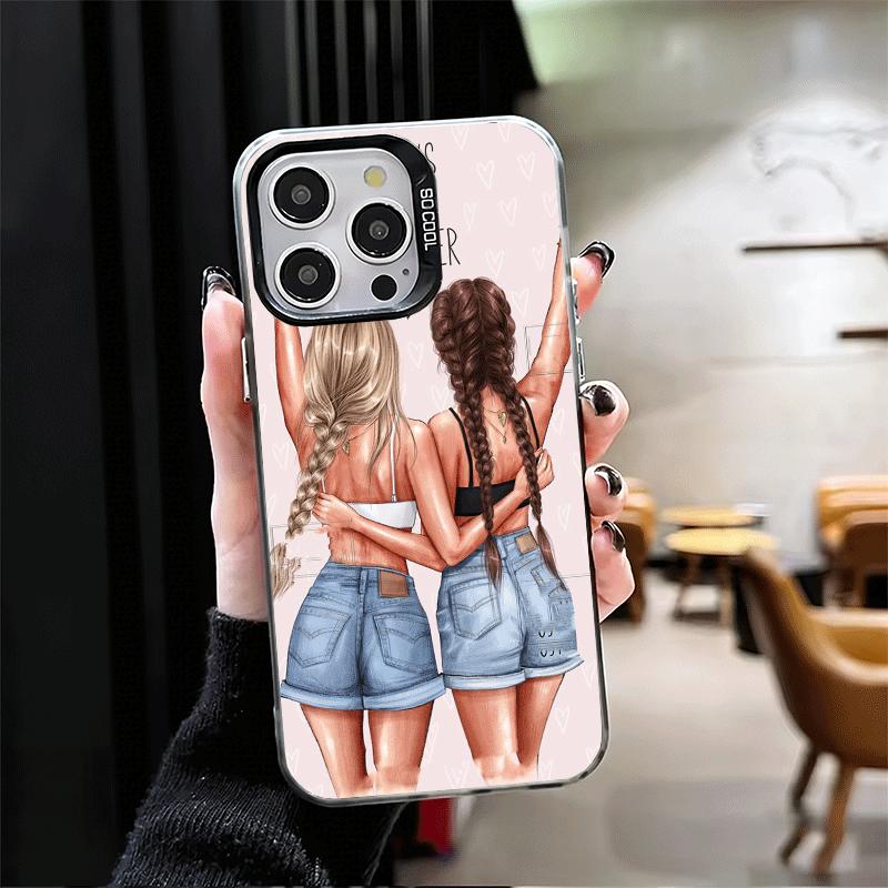 Best Friends Forever Girls Soft Phone Case for iPhone 15 16 17 Pro Max 17Air 16E 14 Plus 13 12 Mini Shockproof Cover Back Shell