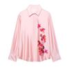 2025 Spring/Summer Floral Print Women's Collared Long Sleeve Shirt