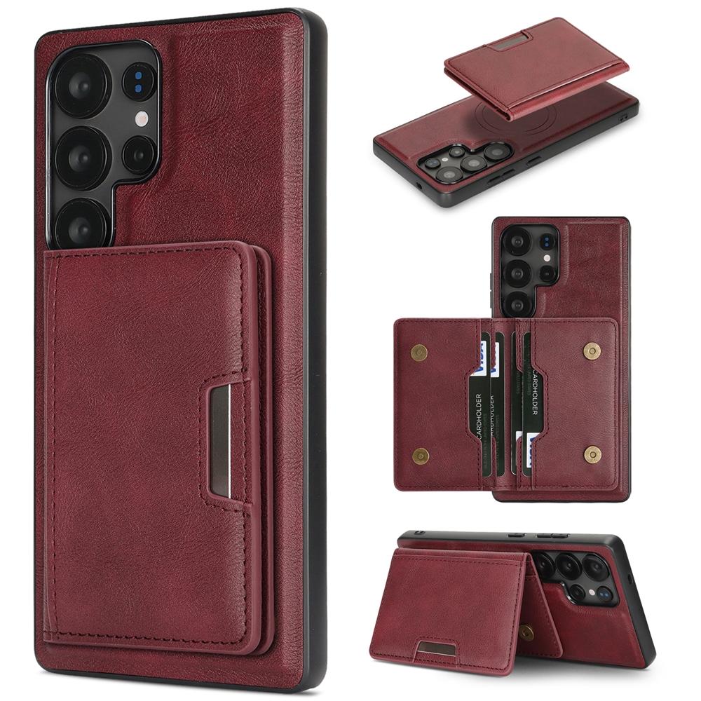 High-end Business Magnetic Cover For Samsung S26 Ultra S25 Edge S24 FE S23 Plus Kickstand Cards Bag Slots ShockProof Phone Case