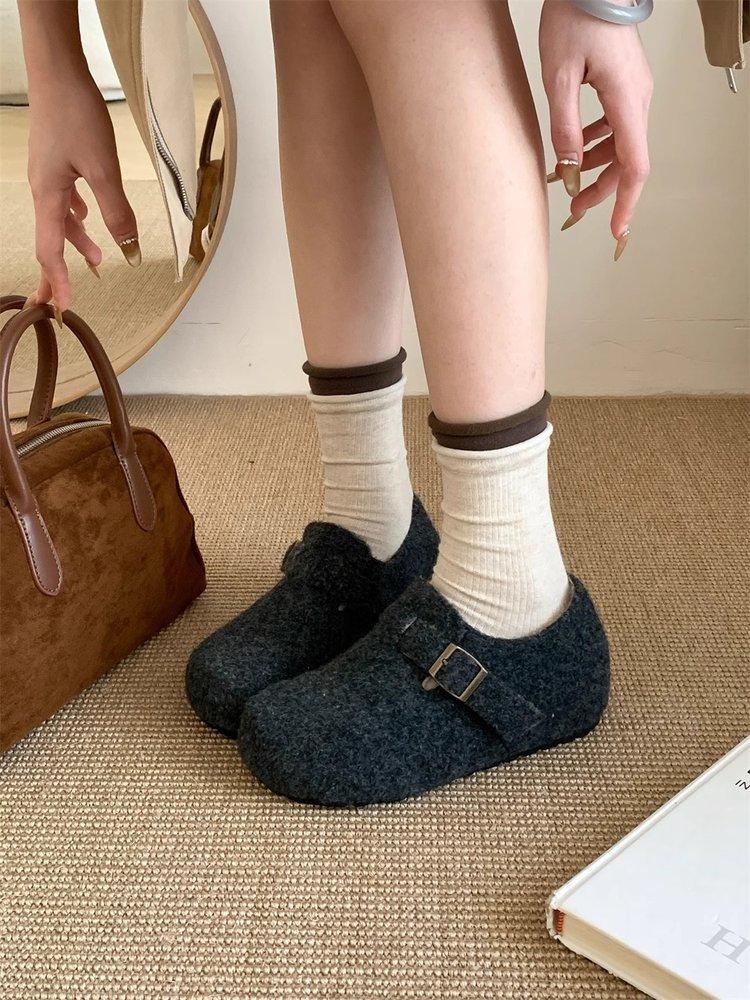 Boken shoes women 2026 thick soled warm cotton shoes winter new fur shoes for women wearing single shoes outside