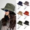 Bucket Hat Foldable Quick-Dry Breathable Mesh Fisherman Hat with Wide Brim Adjustable Windproof Rope Sun Protection Hat