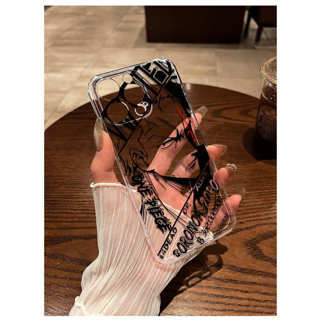 One Piece Zoro Ace Manga Panel Průhledný TPU kryt na telefon pro iPhone 15 Pro Max a Samsung Galaxy S24 Ultra, Nárazuvzdorný kryt