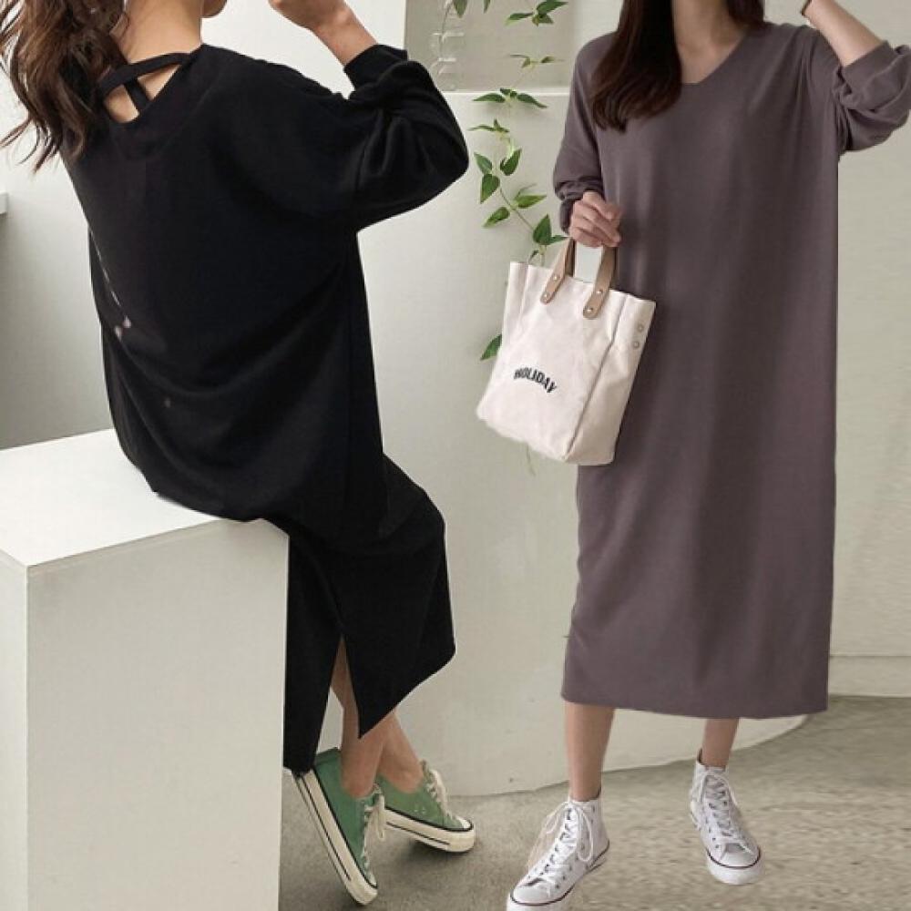 From Heart Women S Back String croSS Boxy Fit Long dreSS