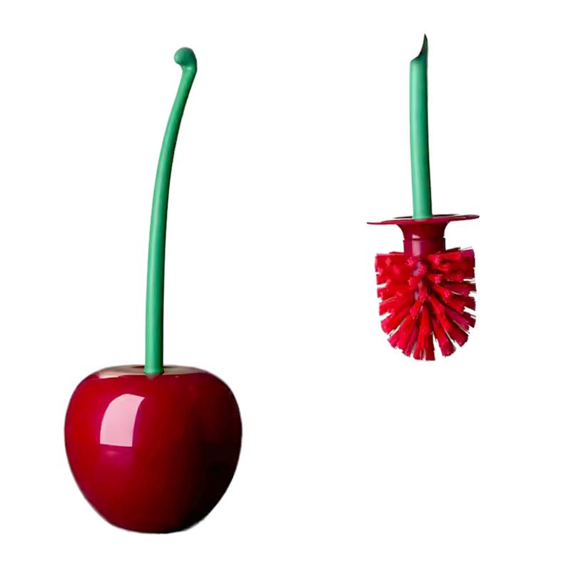 

1 комплект Легко чистить Сделай сам Прочная щетина Современное украшение для ванной комнаты АБС Улучшенная гигиена С подставкой Туалетная щетка в форме вишни красный