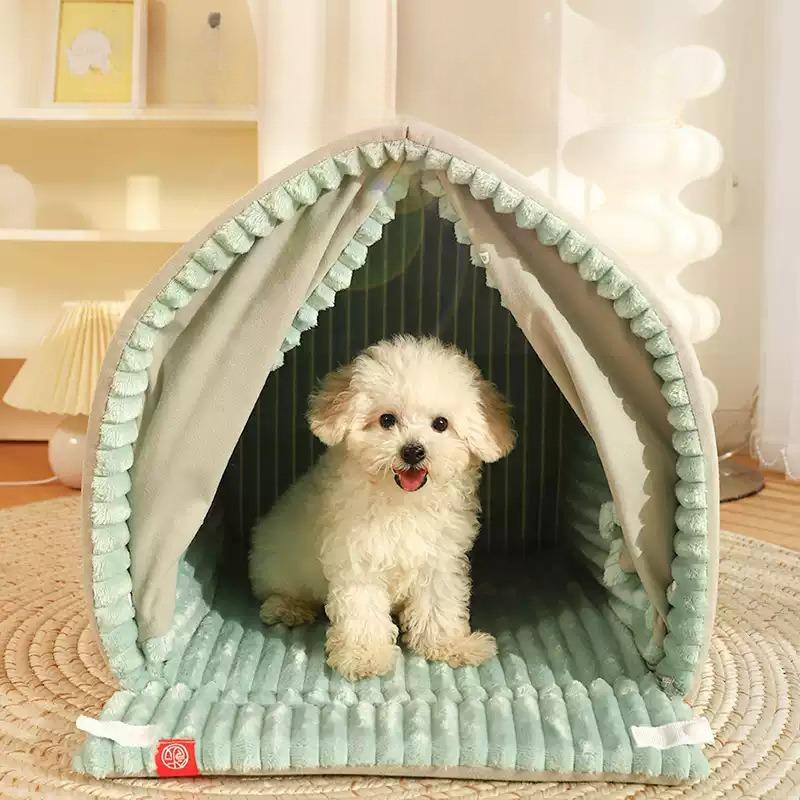 Winter Warm Thick Dog Bed Enclosed Spacious Large Space Pet Dog Bed Suitable for All Seasons Soft and Comfortable Cat Tent
