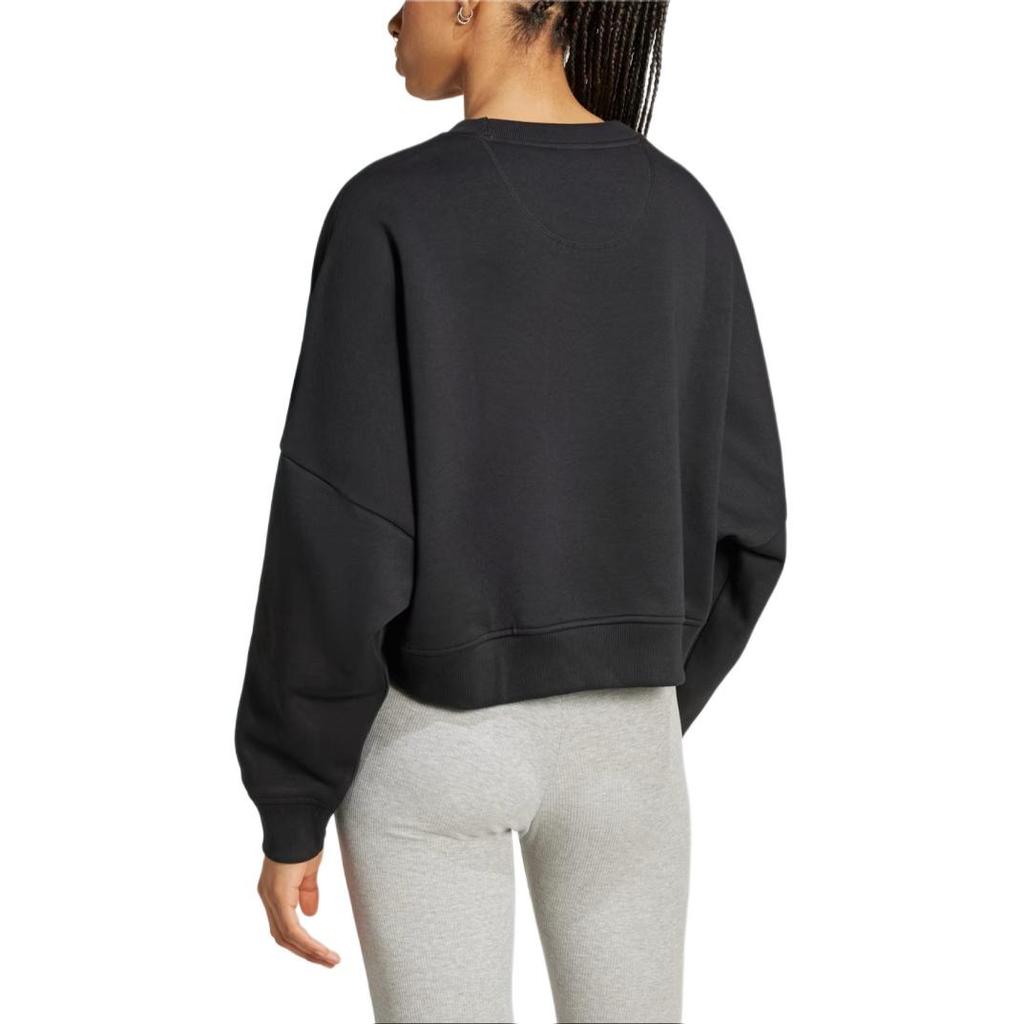 Adidas Originals Essential Crew Logo Print Round Neck Pullover Sports Short Long Sleeve Sweatshirt Women sweatshirt Black IW0953