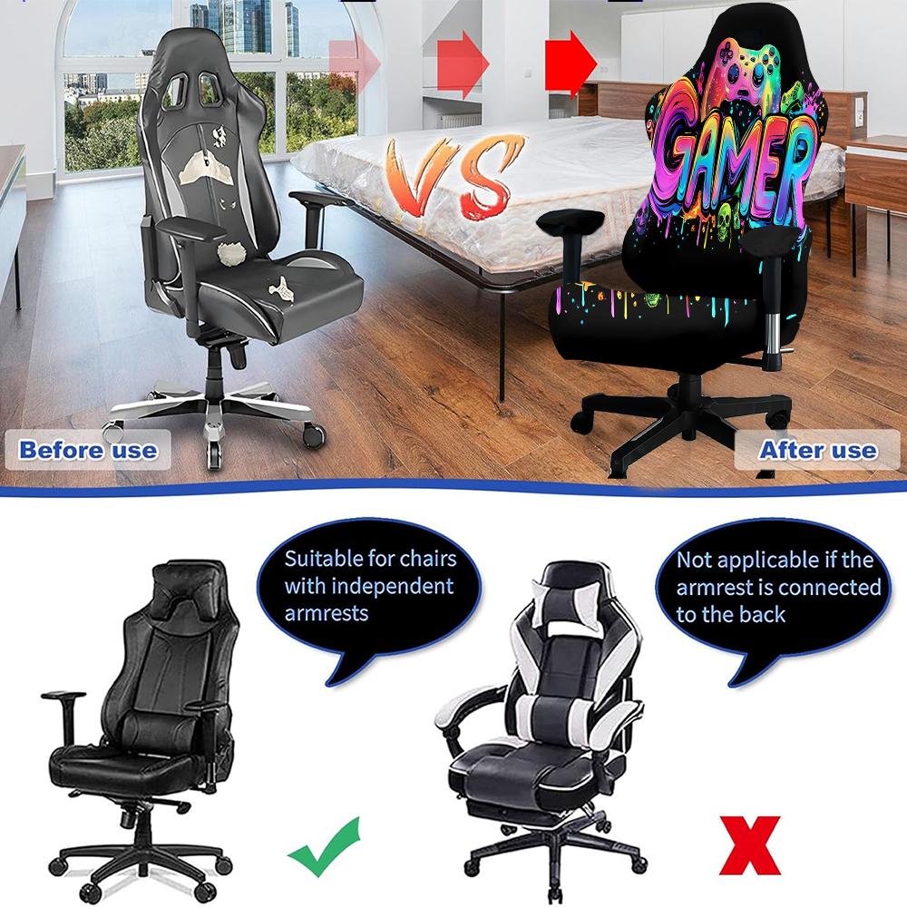 Fashion Print Gaming Seat Cover Backrest Cover Anti Dirty Protector Stretch Sports Computer Chair Cover Office Home Decoration