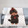 Monchhichis Kun Chan Paar Gestrickte Decken Niedliche Cartoon Flanell Überwurfdecke Sofa Bedruckte Leichte Tagesdecke Multifunktion