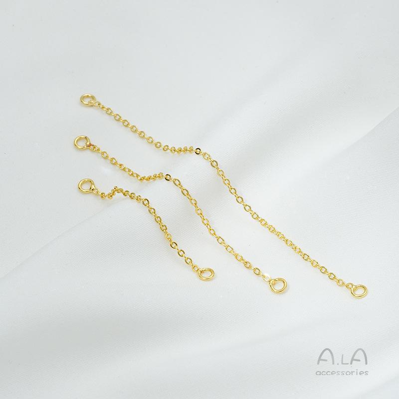 14K Gold-Plated DIY Jewelry Accessory Set: Bracelet, Necklace, Closed-End Ring, Extension Chain, Lengthened Safety Chain, with Pearl Details