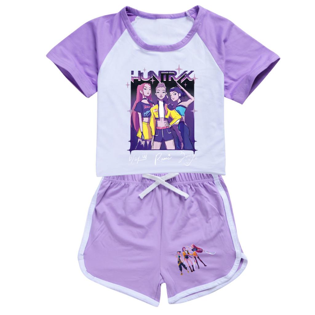 5022 Kids Girls POP Rumi Zoey Mira Print T-shirt Shorts Sport Tracksuit Clothes Set