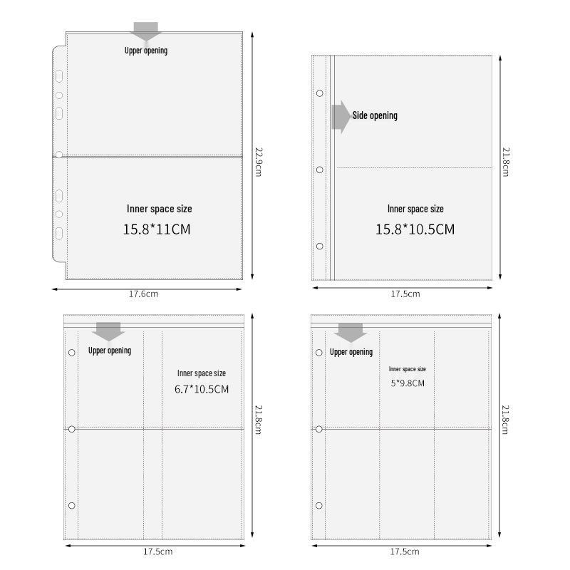 Pocket-Style Transparent PP Card Album Pages: A4/A5/A7/M5, Two To Nine Pockets, Loose-Leaf Storage Album.