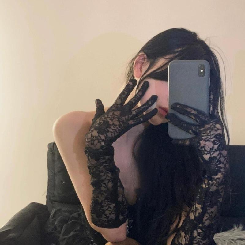 Black Silk Mesh Wedding Lace Gloves for Women's Evening Dress, Wedding Veil, Pure Erotic and Sexy Photo Sleeve, Sleeveless Dress