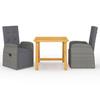 VidaXL 3-Piece Garden Dining Set Outdoor Dining Furniture Patio Dining Table and Chairs Lounge Set 3068712